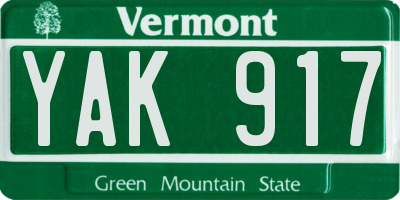 VT license plate YAK917