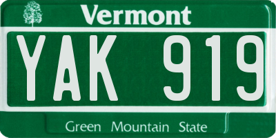 VT license plate YAK919
