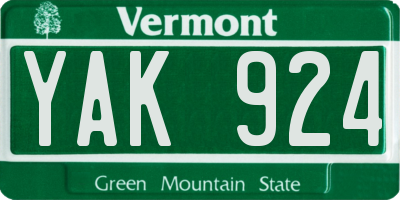 VT license plate YAK924