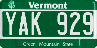 VT license plate YAK929