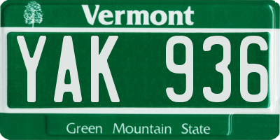VT license plate YAK936
