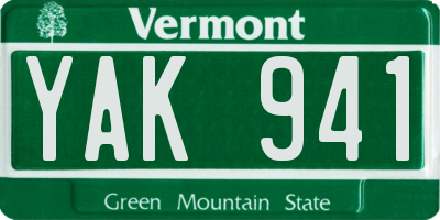 VT license plate YAK941