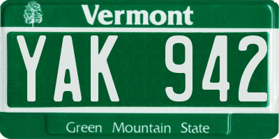 VT license plate YAK942
