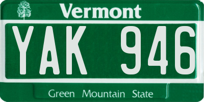 VT license plate YAK946