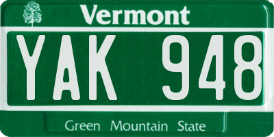 VT license plate YAK948