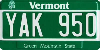 VT license plate YAK950