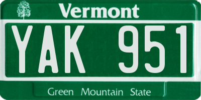 VT license plate YAK951
