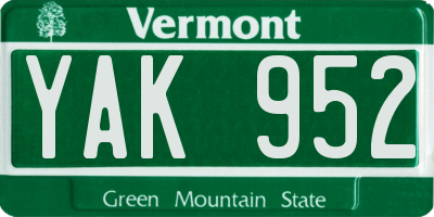 VT license plate YAK952