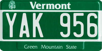 VT license plate YAK956