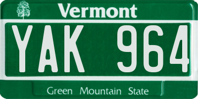 VT license plate YAK964