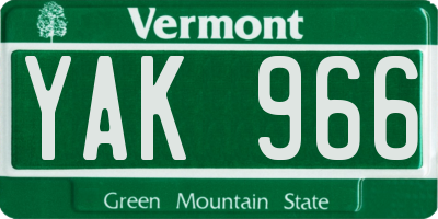 VT license plate YAK966