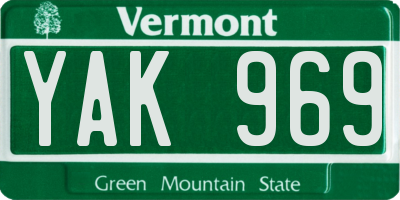 VT license plate YAK969