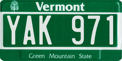 VT license plate YAK971