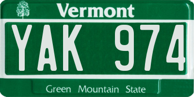 VT license plate YAK974