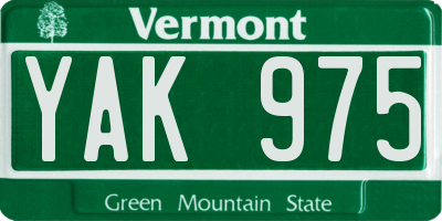 VT license plate YAK975