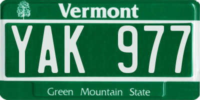 VT license plate YAK977
