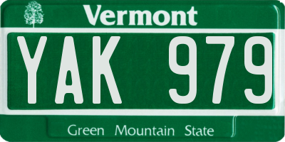 VT license plate YAK979