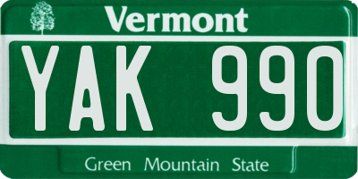 VT license plate YAK990