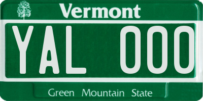 VT license plate YAL000