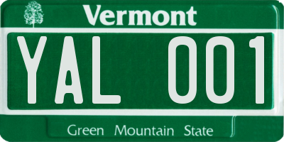 VT license plate YAL001