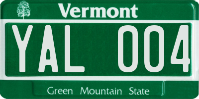 VT license plate YAL004