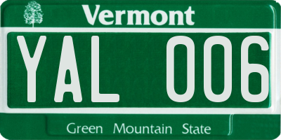 VT license plate YAL006