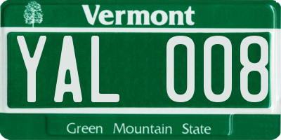 VT license plate YAL008