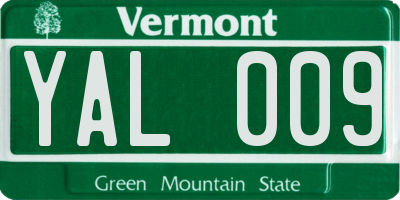 VT license plate YAL009