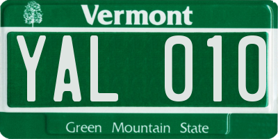 VT license plate YAL010