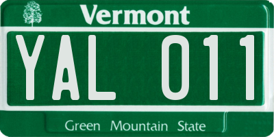 VT license plate YAL011