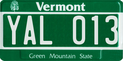 VT license plate YAL013
