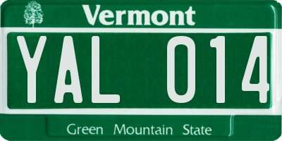 VT license plate YAL014