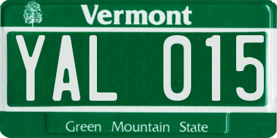 VT license plate YAL015