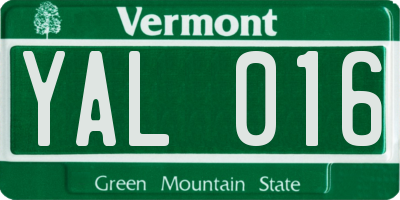 VT license plate YAL016