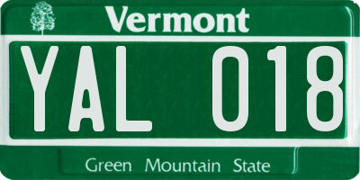 VT license plate YAL018