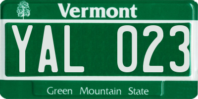 VT license plate YAL023