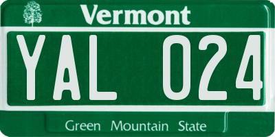VT license plate YAL024