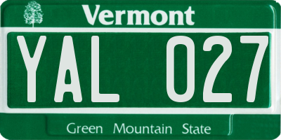 VT license plate YAL027