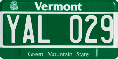 VT license plate YAL029