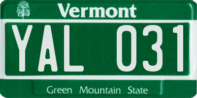 VT license plate YAL031