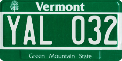 VT license plate YAL032