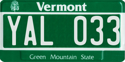 VT license plate YAL033