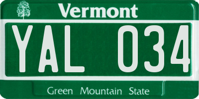 VT license plate YAL034