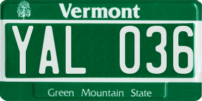 VT license plate YAL036
