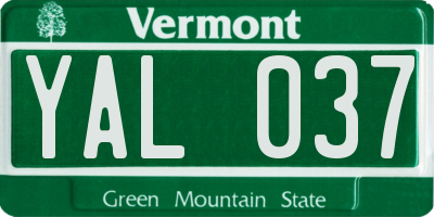 VT license plate YAL037