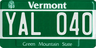 VT license plate YAL040