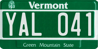 VT license plate YAL041