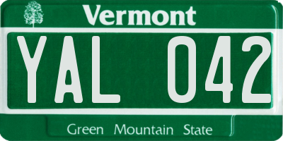 VT license plate YAL042