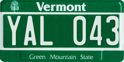 VT license plate YAL043