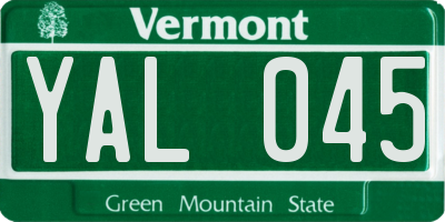 VT license plate YAL045